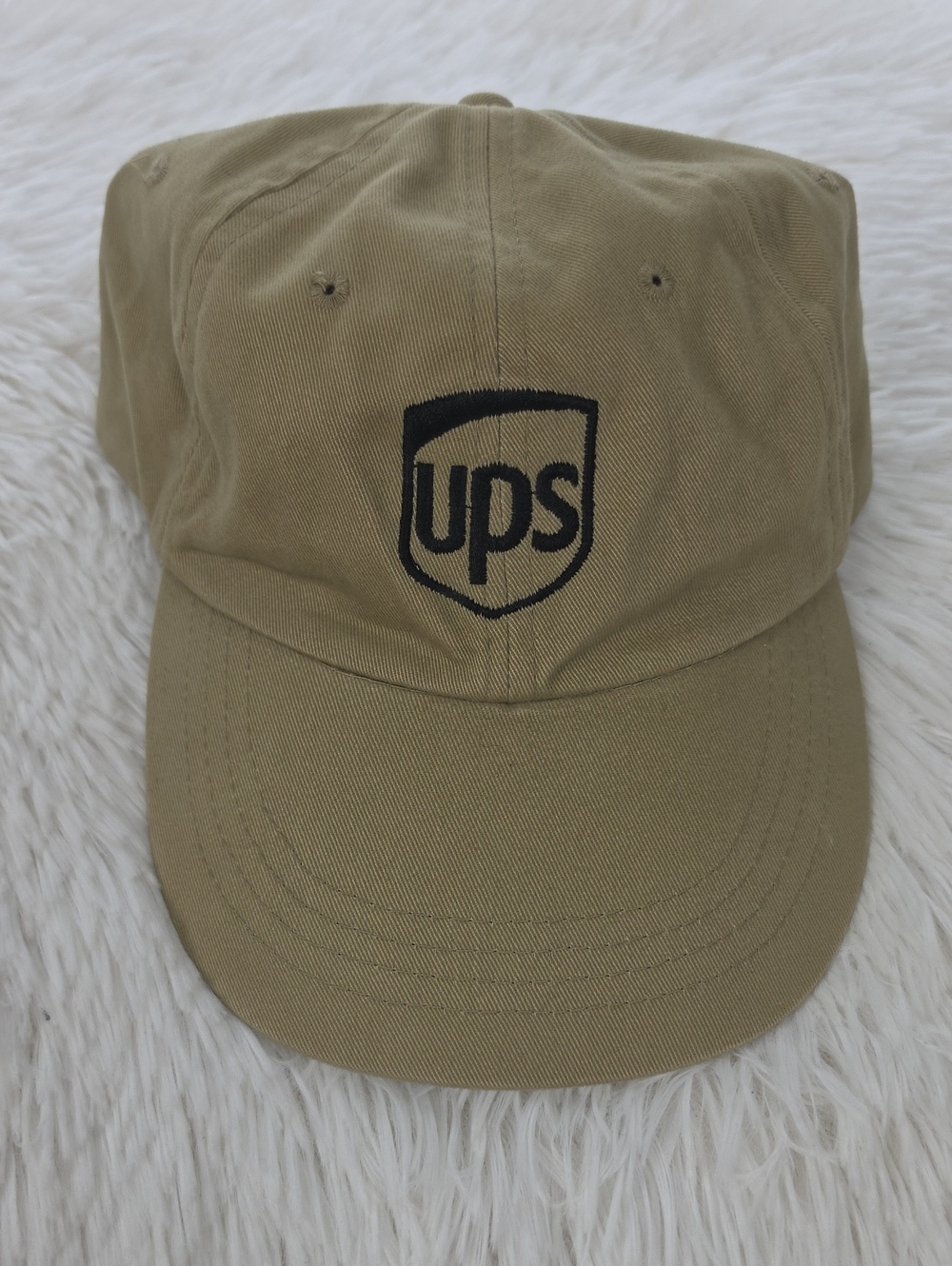 Vintage 90s Anvil UPS Shield Logo Strapback Dad Hat Khaki Tan Onesize
